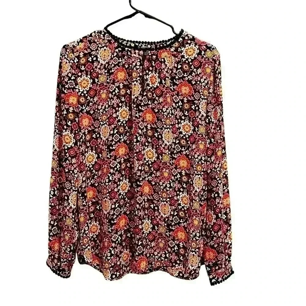 Loft Women's Floral Long Sleeve Blouse Size Small